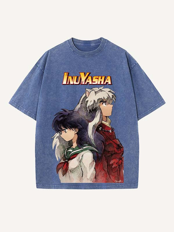 Inuyasha Print Round Neck T-shirt
