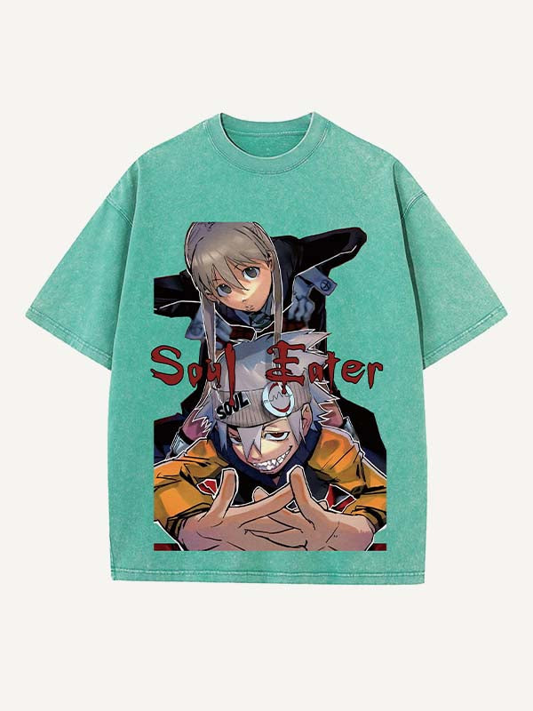 Soul Eater Print Round Neck T-shirt