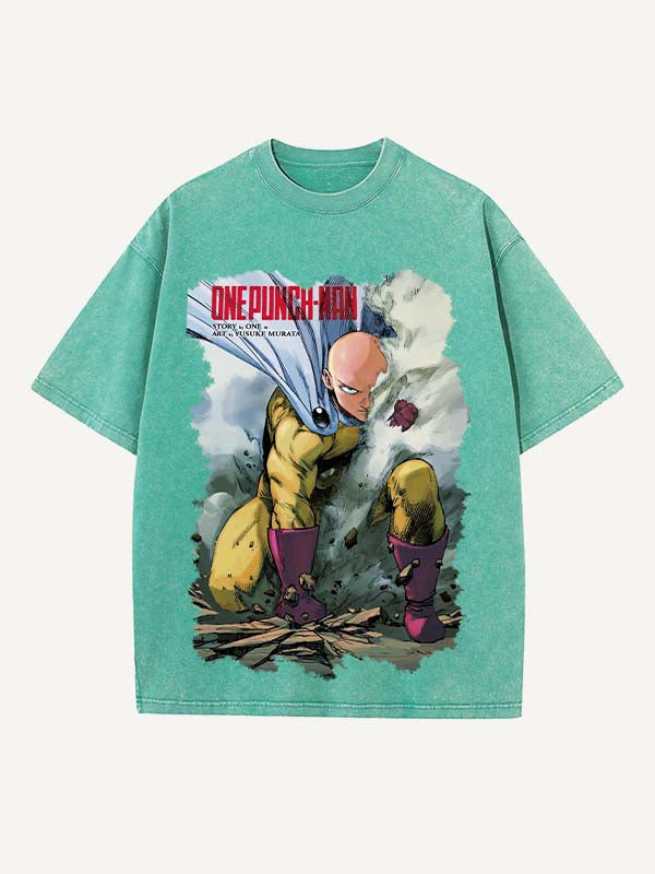 One-Punch Man Print Round Neck T-shirt