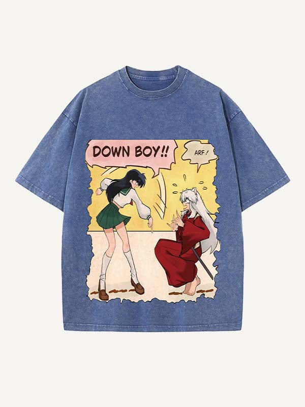 Inuyasha Print Round Neck T-shirt